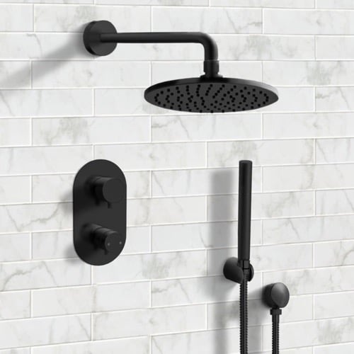 Matte Black Thermostatic Shower System with Handheld, Rain Shower Head, Shower Faucet Set Remer SFH31